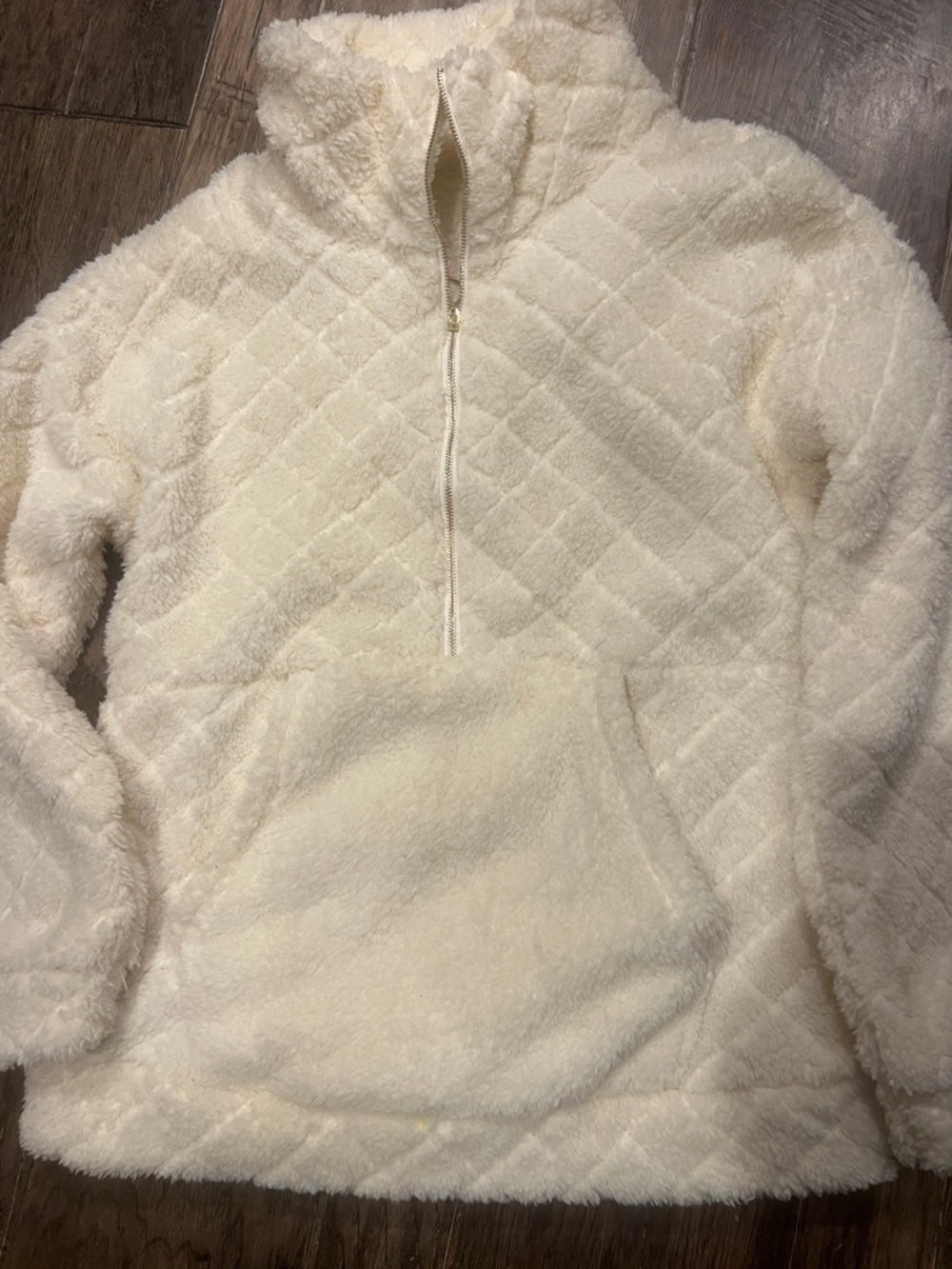 SHEIN Cream Plush Half-Zip Fleece Pullover